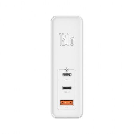 Зарядное устройство BASEUS GaN Mini USB2USB-C  Кабель Type-C-Type-C, 5A, 120W, белый - 3