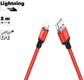 USB кабель HOCO X14 Times Speed Lightning 8-pin, 2м, нейлон (черый/красный) - 6