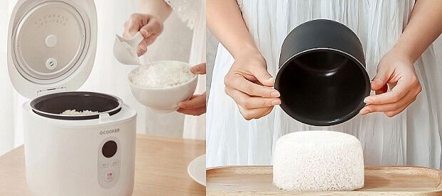 Рисоварка Qcooker Circling Kitchen Mini Rice Cooker 1.2L (White/Белый) - 6