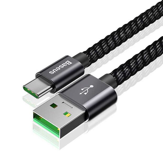 Кабель Baseus Double Fast Charging USB Cable USB For Type-C 5A 1m (Black/Черный) - 4