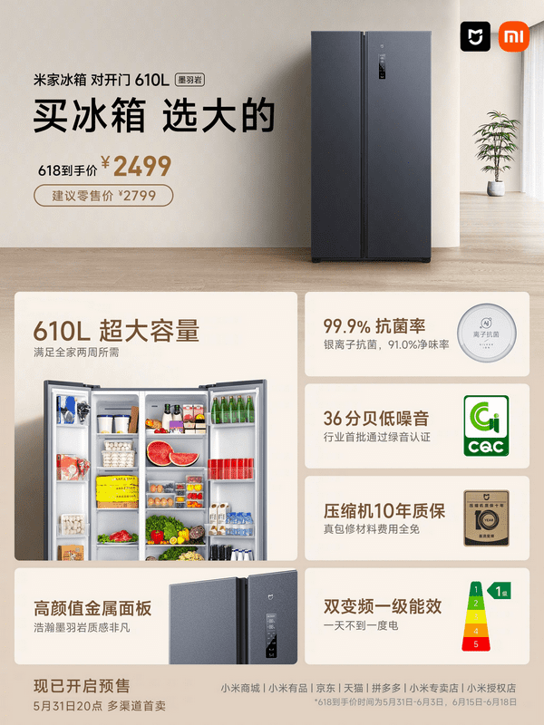 Дизайн холодильника Xiaomi Mijia 610L 