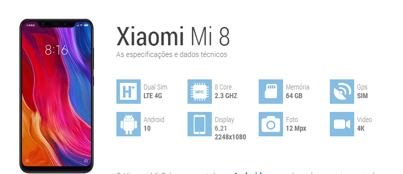 Xiaomi Mi 8 был выпущен в 2018 году