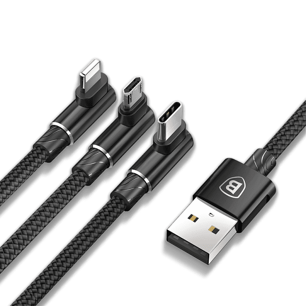 Кабель Baseus MVP 3-in-1 Mobile Game Cable USB For MLT 3.5A 1.2m (Black/Черный) 