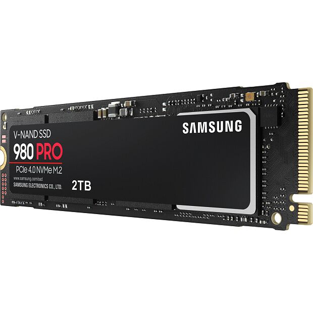 Твердотельные накопители Samsung SSD 980 PRO, 2000GB, M.2(22x80mm), NVMe 1.3c, PCIe 4.0 x4, 3-bit MLC, R/W 7000/5000MB/s, IOPs 1 000 000/1 000 000, D - 4