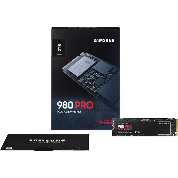 Твердотельные накопители Samsung SSD 980 PRO, 2000GB, M.2(22x80mm), NVMe 1.3c, PCIe 4.0 x4, 3-bit MLC, R/W 7000/5000MB/s, IOPs 1 000 000/1 000 000, D - 6